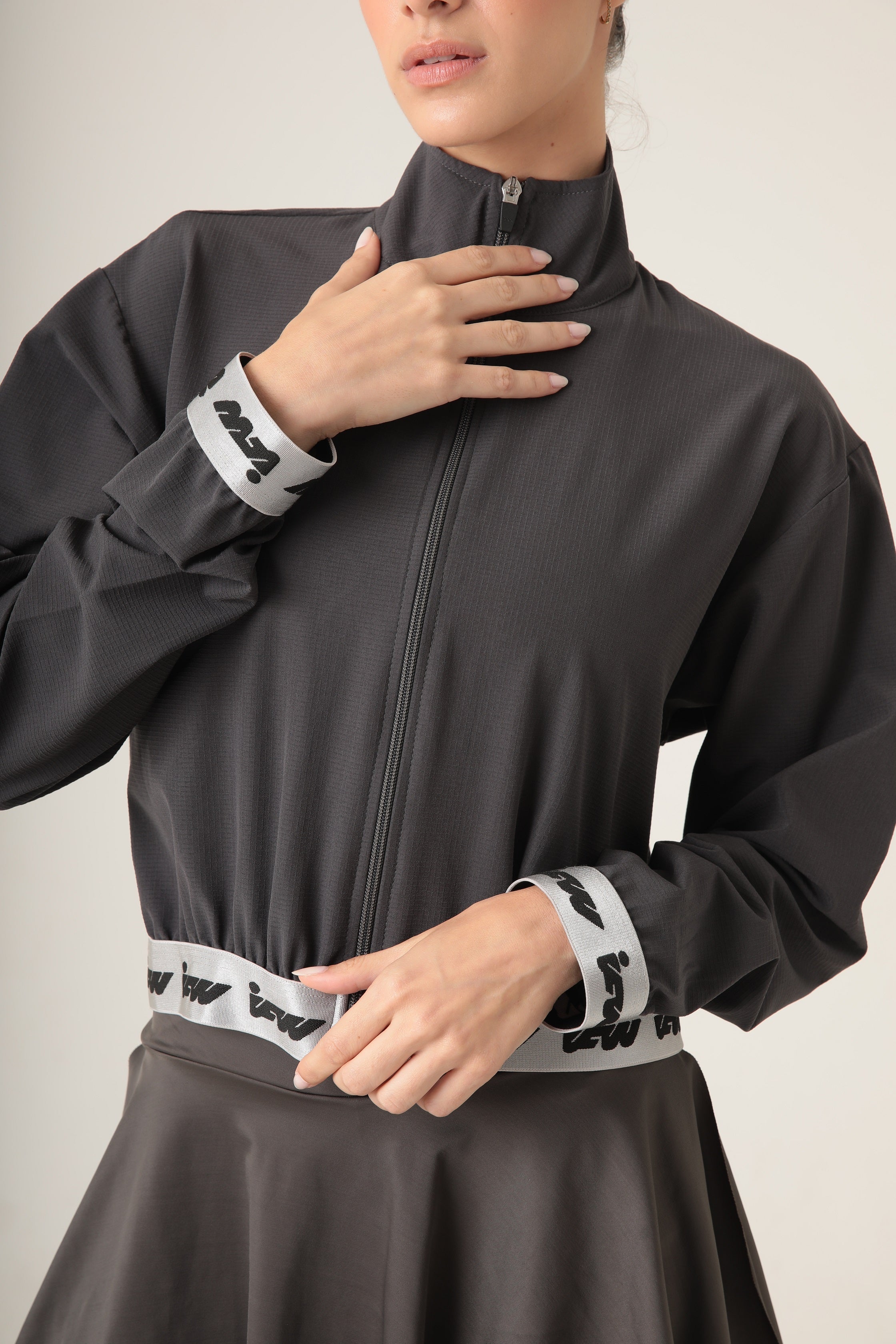 Band crop jacket Gris