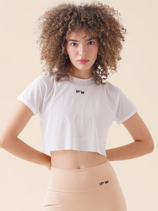 IFW MESH CROP TOP - BLANCO