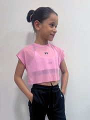 MINI CROP TOP MESH CANDY PINK