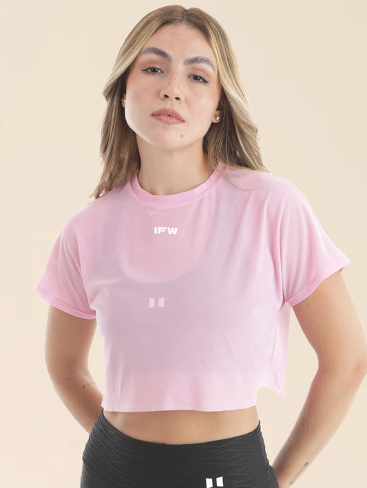 IFW MESH CROP TOP CANDY PINK