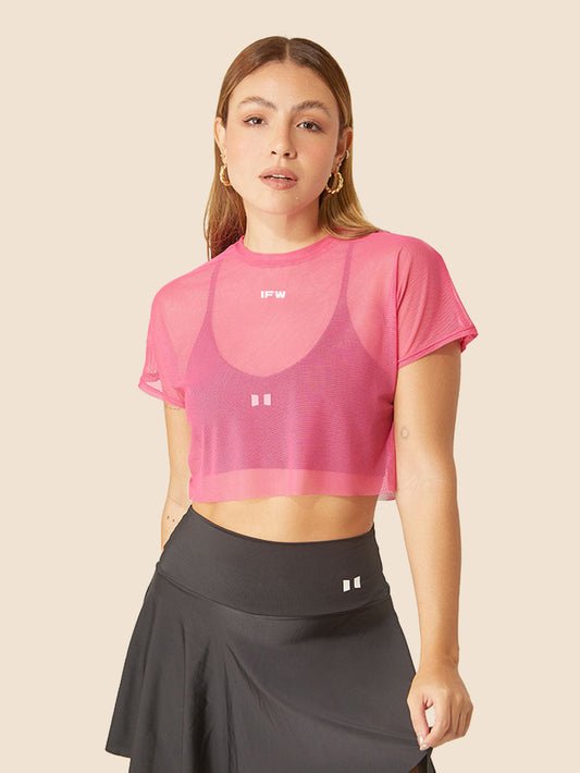 IFW MESH CROP TOP - FUCSIA