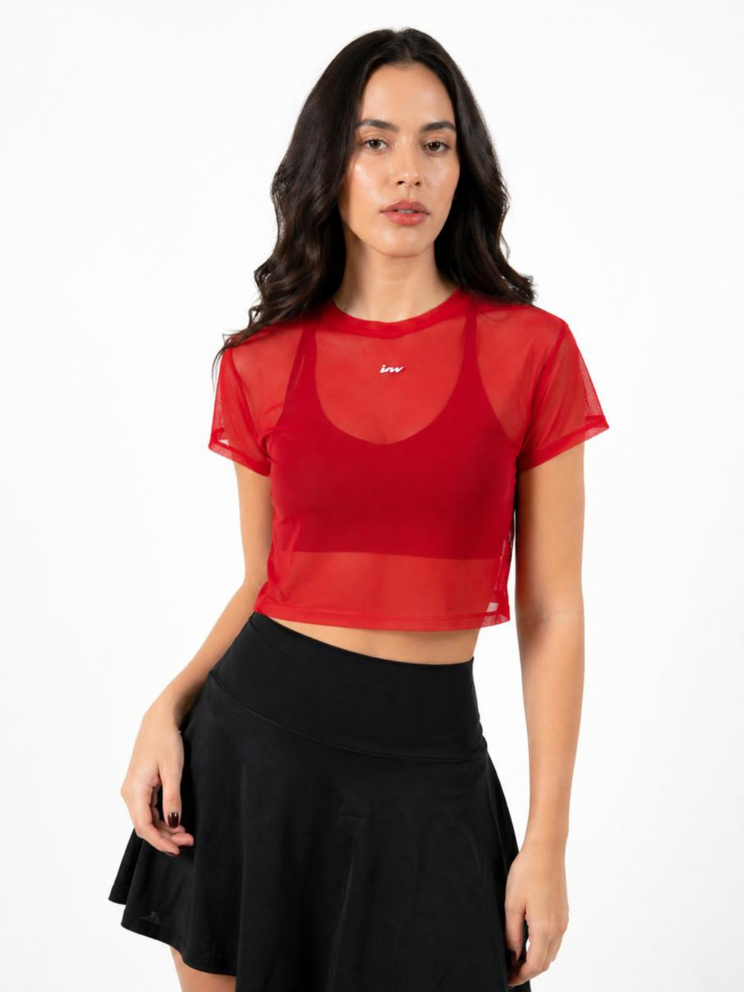 CROP TOP MESH ROJA