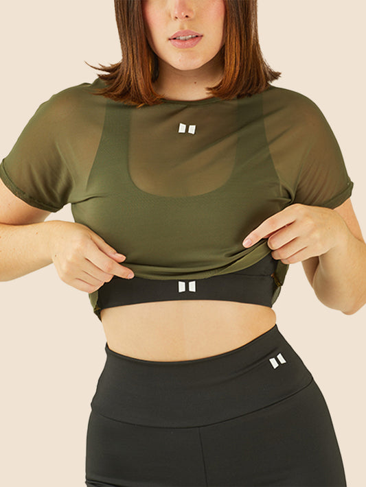 IFW MESH CROP TOP VERDE MILITAR