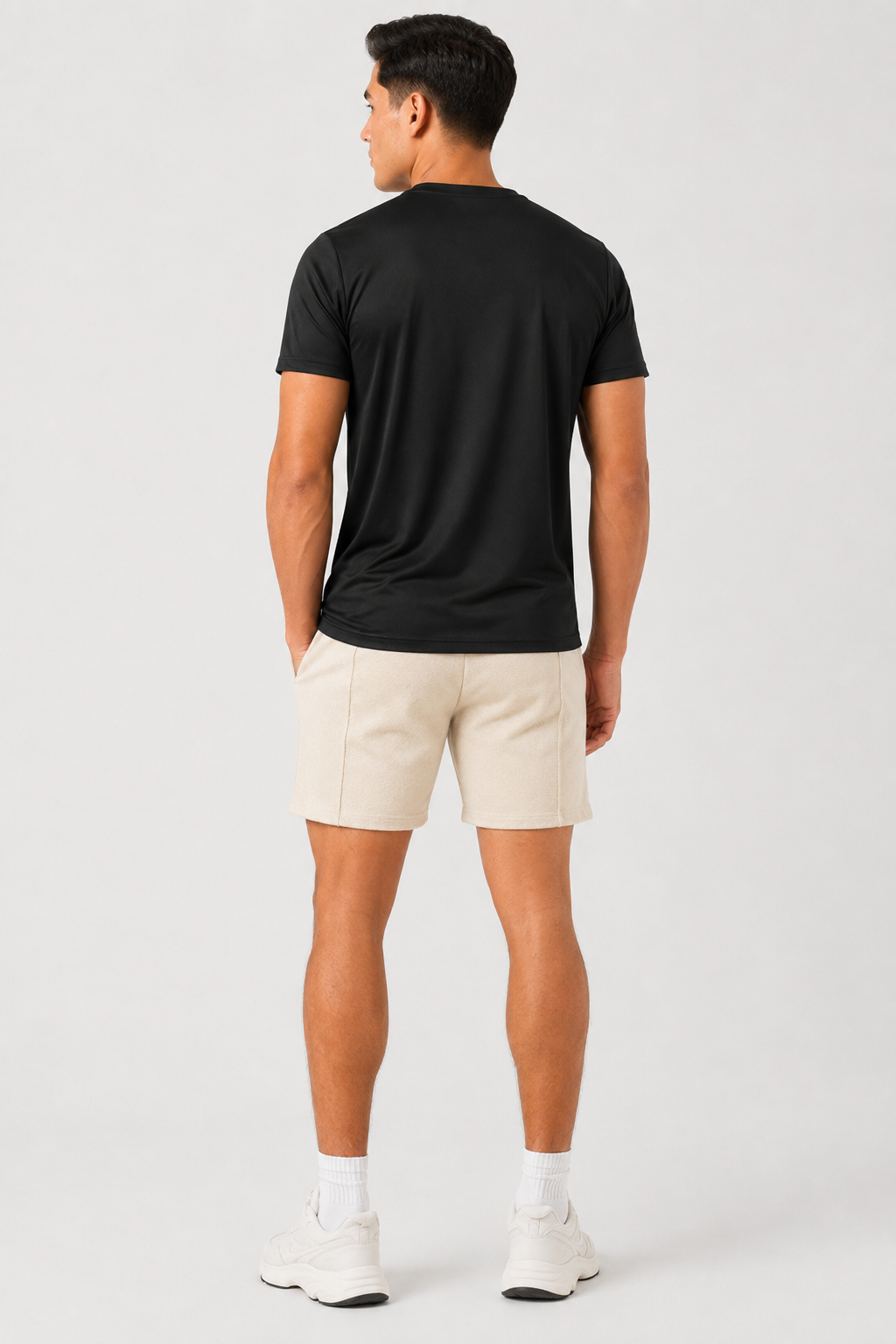 BERMUDA ALL DAY CAMEL + CAMISETA BASICA NEGRA