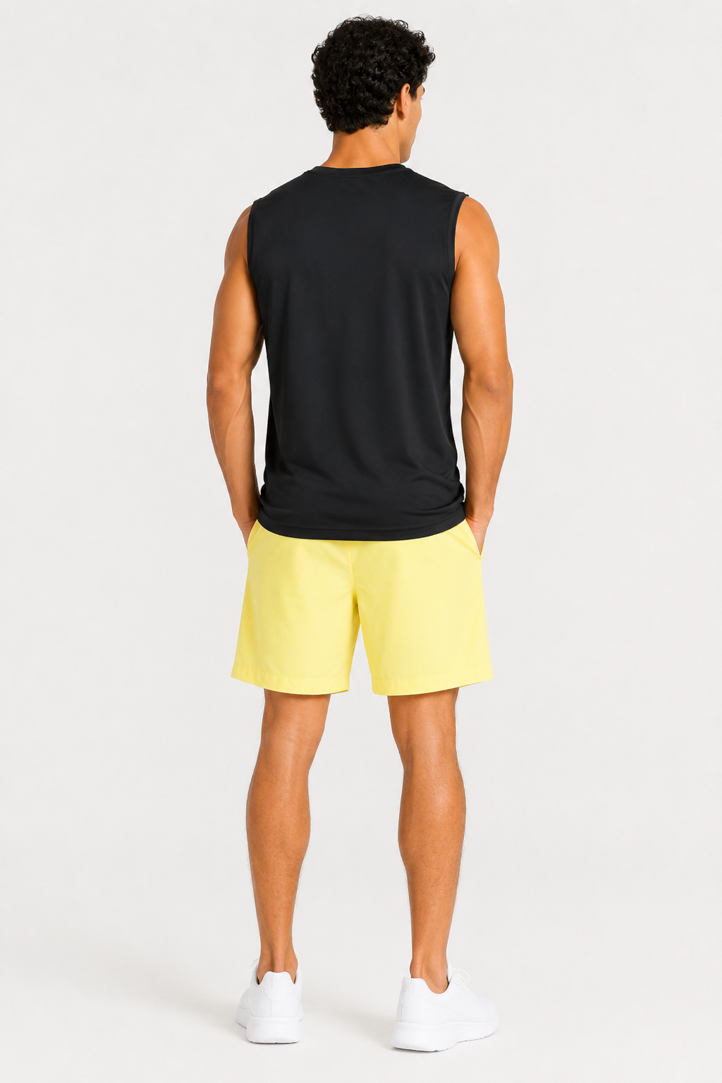 CAMISILLA NEGRA + BERMUDA AMARILLA