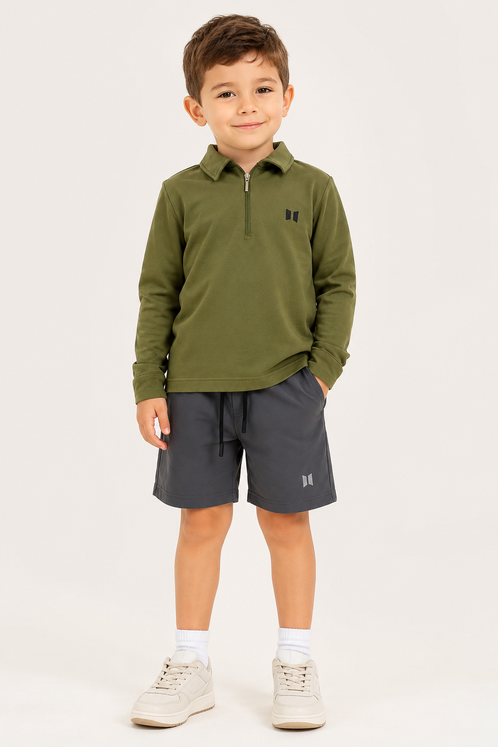 MINI SWEATER VERDE + MINI BERMUDA GRIS