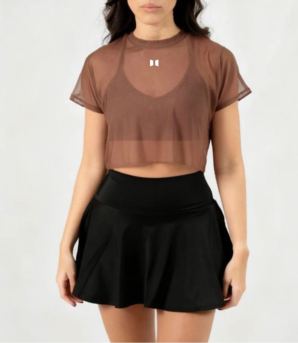 CROP TOP MESH MOCCA