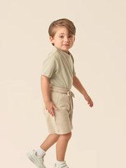 MINI SHORT KHAKI + MINI T-SHIRT GRIS