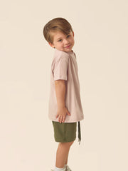 MINI SHORT VERDE + MINI T-SHIRT PINK