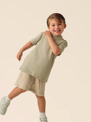 MINI SHORT KHAKI + MINI T-SHIRT GRIS