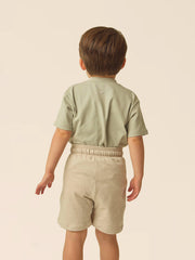 MINI SHORT KHAKI + MINI T-SHIRT GRIS