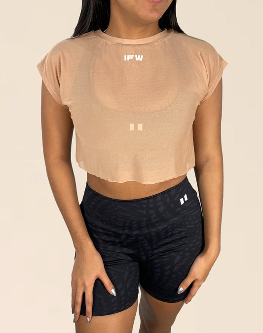 IFW MESH CROP TOP -  KHAKI