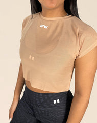 IFW MESH CROP TOP -  KHAKI